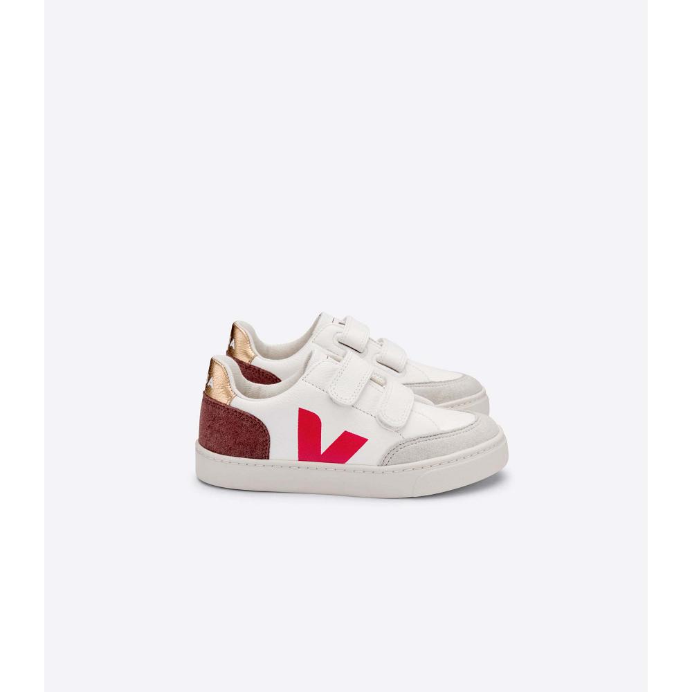 White/Red Kids\' Veja V-12 CHROMEFREE Sneakers | AU 885SGL